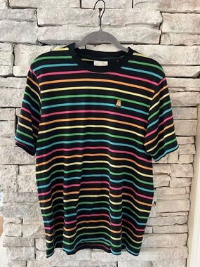 Teddy Fresh Black Rainbow Stripe Short Sleeve Tee